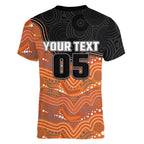 Custom Tigers Women V-Neck T-Shirt Warrior Mascot With Aboriginal Indigenous