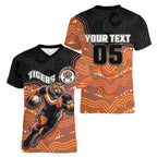 Custom Tigers Women V-Neck T-Shirt Warrior Mascot With Aboriginal Indigenous
