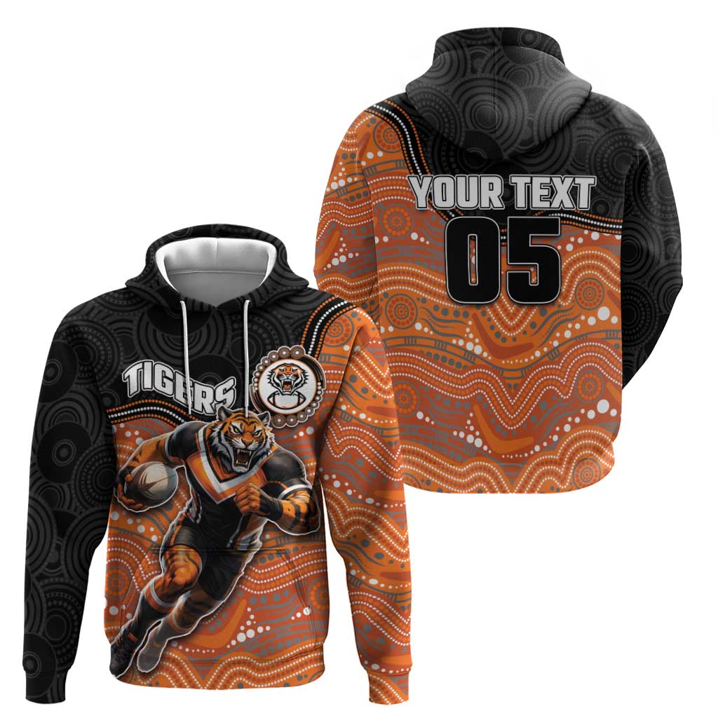 Custom Tigers Zip Hoodie Warrior Mascot With Aboriginal Indigenous