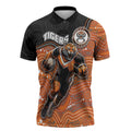 Custom Tigers Zipper Polo Shirt Warrior Mascot With Aboriginal Indigenous