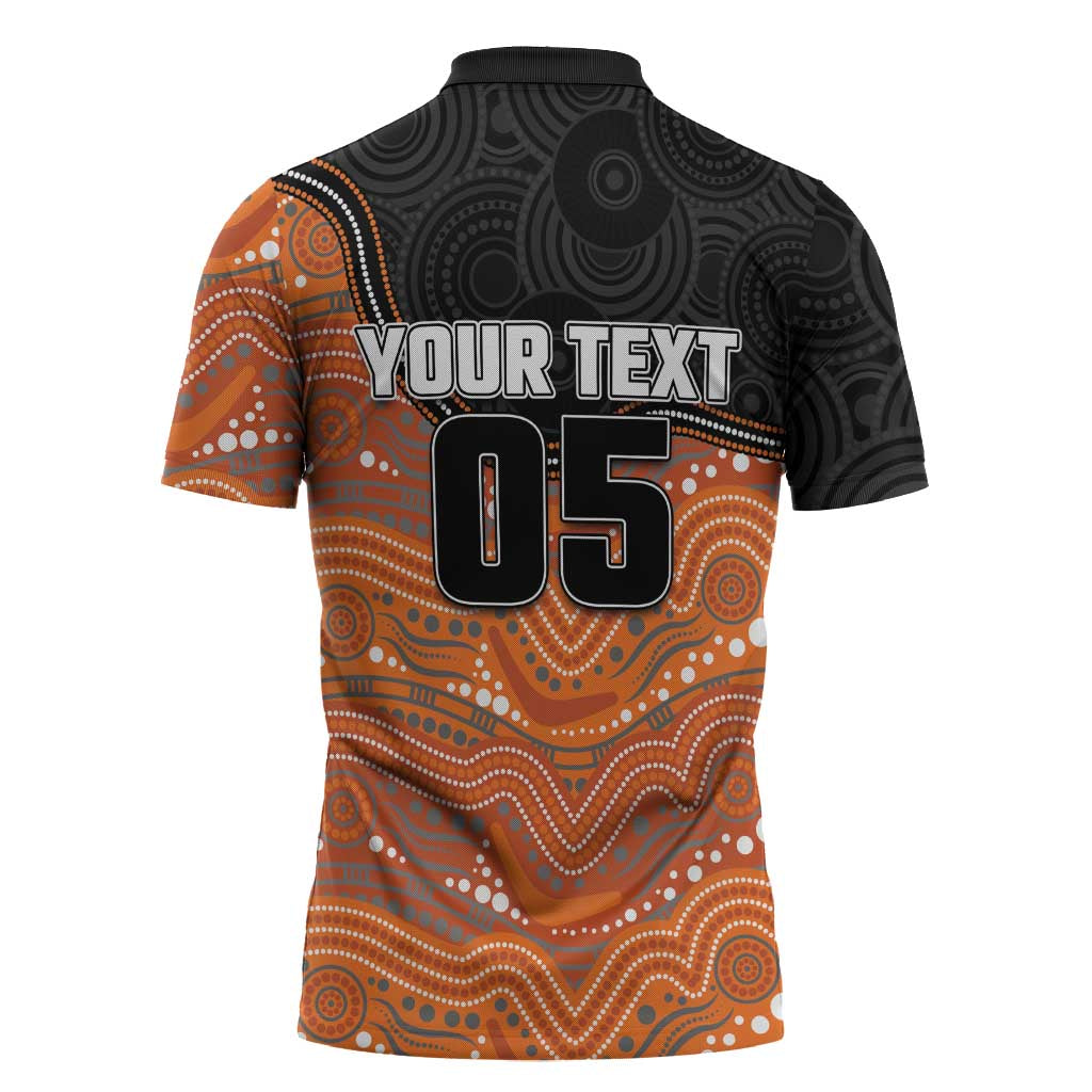 Custom Tigers Zipper Polo Shirt Warrior Mascot With Aboriginal Indigenous