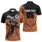 Custom Tigers Zipper Polo Shirt Warrior Mascot With Aboriginal Indigenous