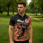 Custom Tigers Zipper Polo Shirt Warrior Mascot With Aboriginal Indigenous