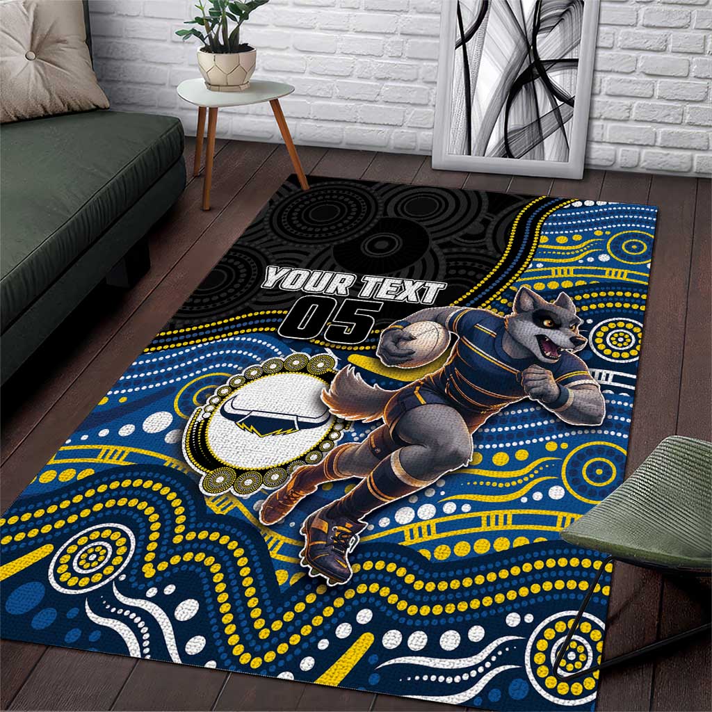 Custom Cowboys Area Rug Cattle Dog Mascot With Aboriginal Indigenous