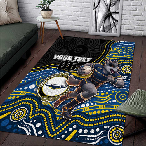 Custom Cowboys Area Rug Cattle Dog Mascot With Aboriginal Indigenous
