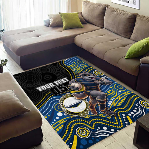 Custom Cowboys Area Rug Cattle Dog Mascot With Aboriginal Indigenous