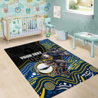Custom Cowboys Area Rug Cattle Dog Mascot With Aboriginal Indigenous