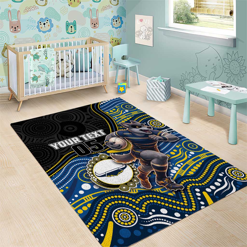 Custom Cowboys Area Rug Cattle Dog Mascot With Aboriginal Indigenous