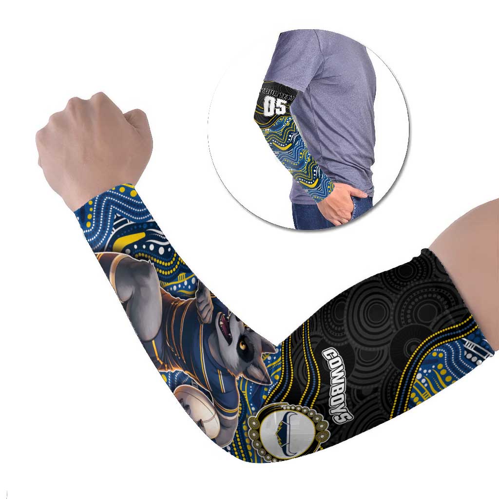 Custom Cowboys Arm Sleeves Cattle Dog Mascot With Aboriginal Indigenous