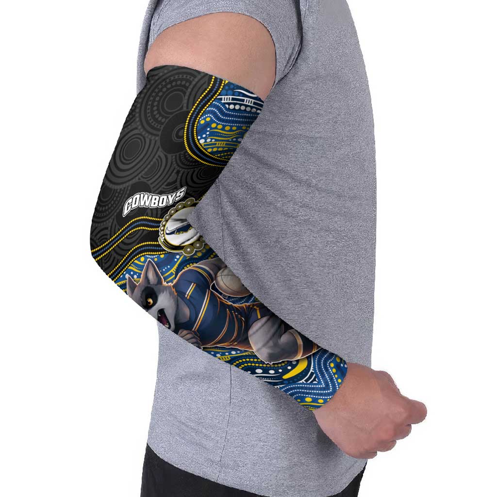 Custom Cowboys Arm Sleeves Cattle Dog Mascot With Aboriginal Indigenous