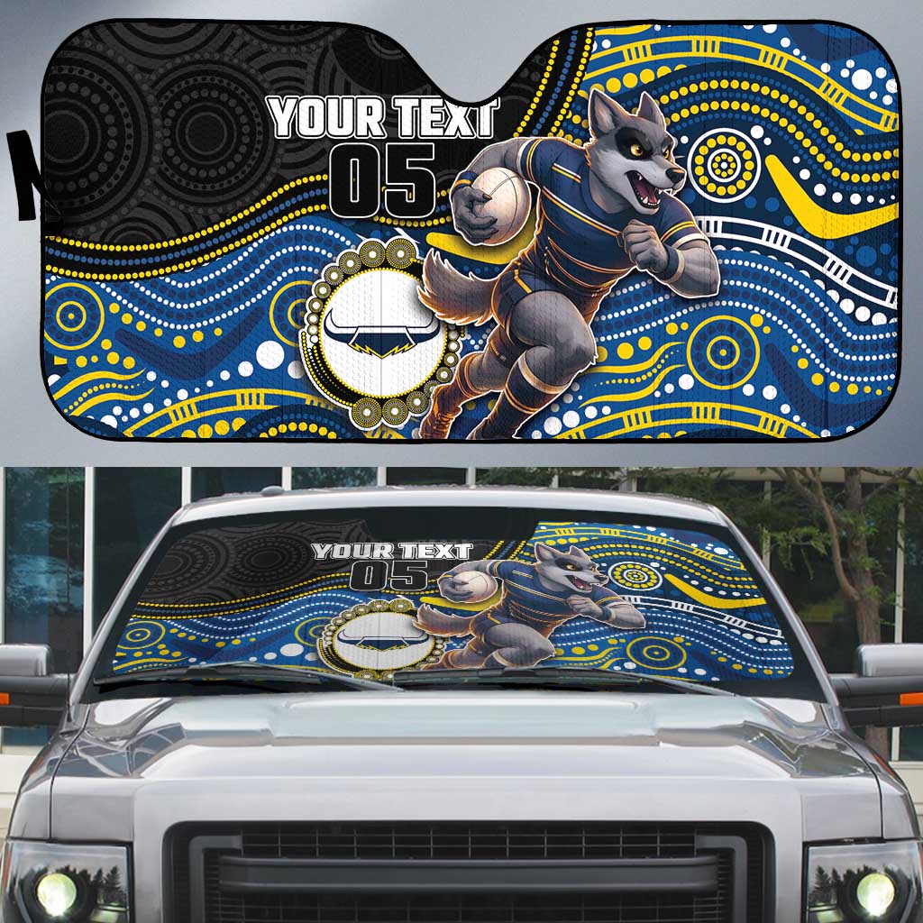 Custom Cowboys Auto Sun Shade Cattle Dog Mascot With Aboriginal Indigenous
