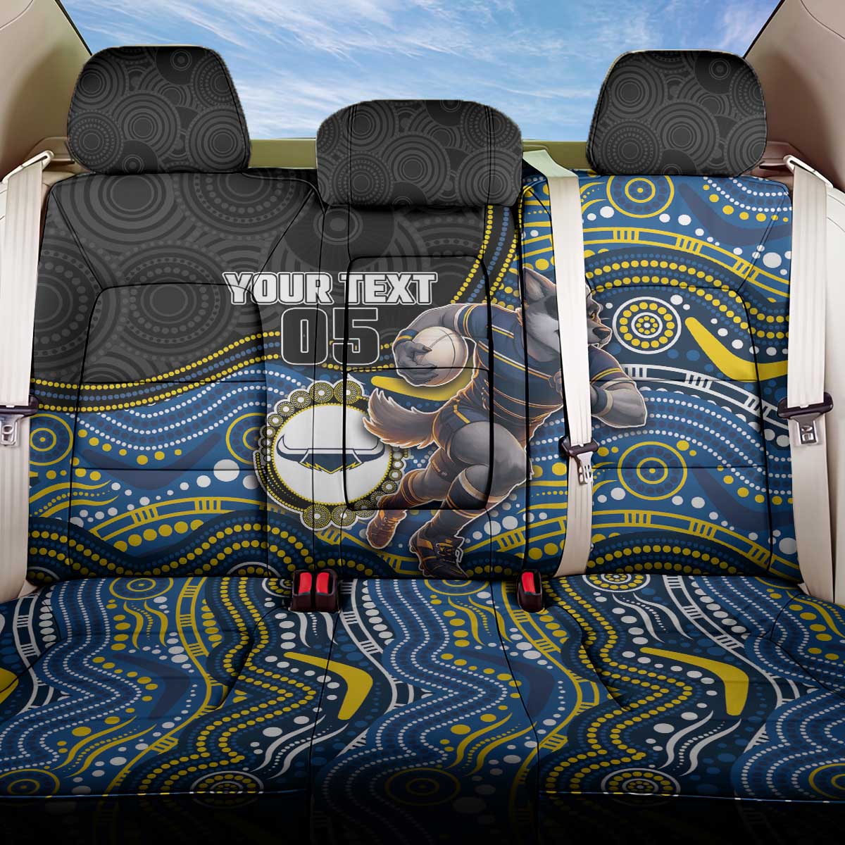 Custom Cowboys Back Car Seat Cover Cattle Dog Mascot With Aboriginal Indigenous