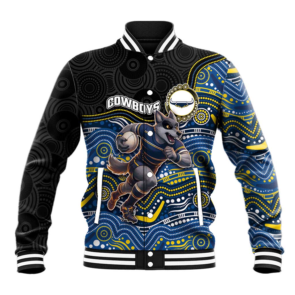 Custom Cowboys Baseball Jacket Cattle Dog Mascot With Aboriginal Indigenous