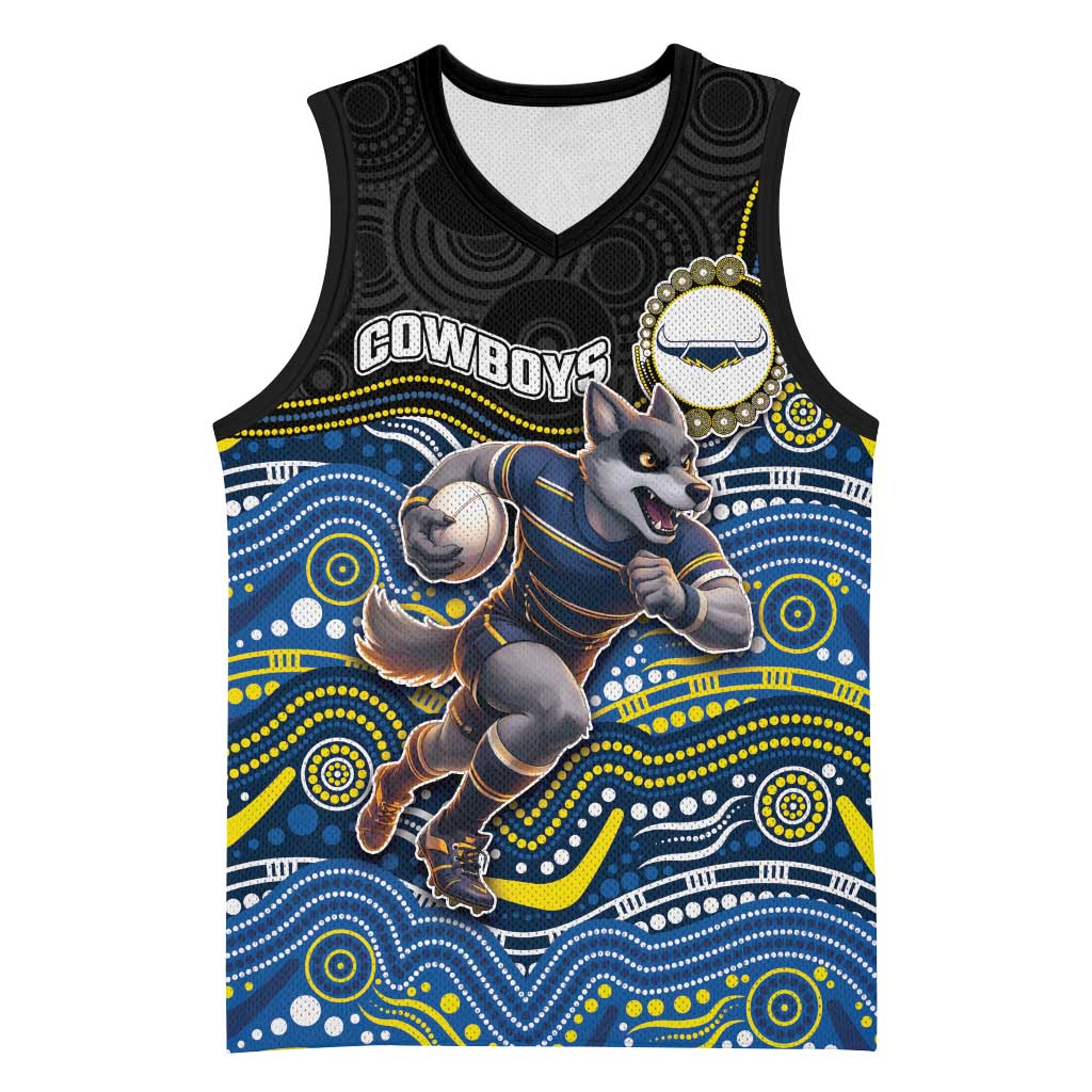 Custom Cowboys Basketball Jersey Cattle Dog Mascot With Aboriginal Indigenous