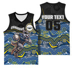 Custom Cowboys Basketball Jersey Cattle Dog Mascot With Aboriginal Indigenous