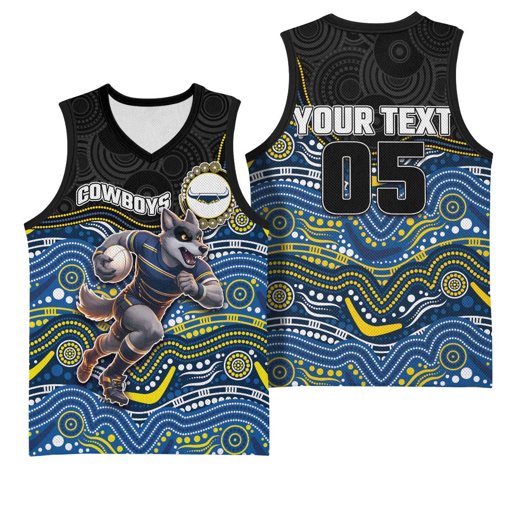 Custom Cowboys Basketball Jersey Cattle Dog Mascot With Aboriginal Indigenous
