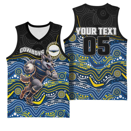 Custom Cowboys Basketball Jersey Cattle Dog Mascot With Aboriginal Indigenous
