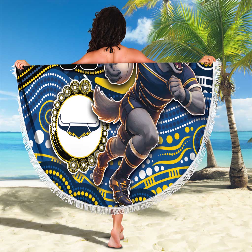 Custom Cowboys Beach Blanket Cattle Dog Mascot With Aboriginal Indigenous