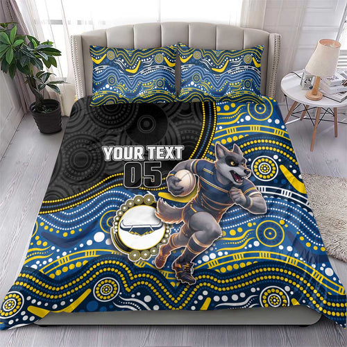 Custom Cowboys Bedding Set Cattle Dog Mascot With Aboriginal Indigenous