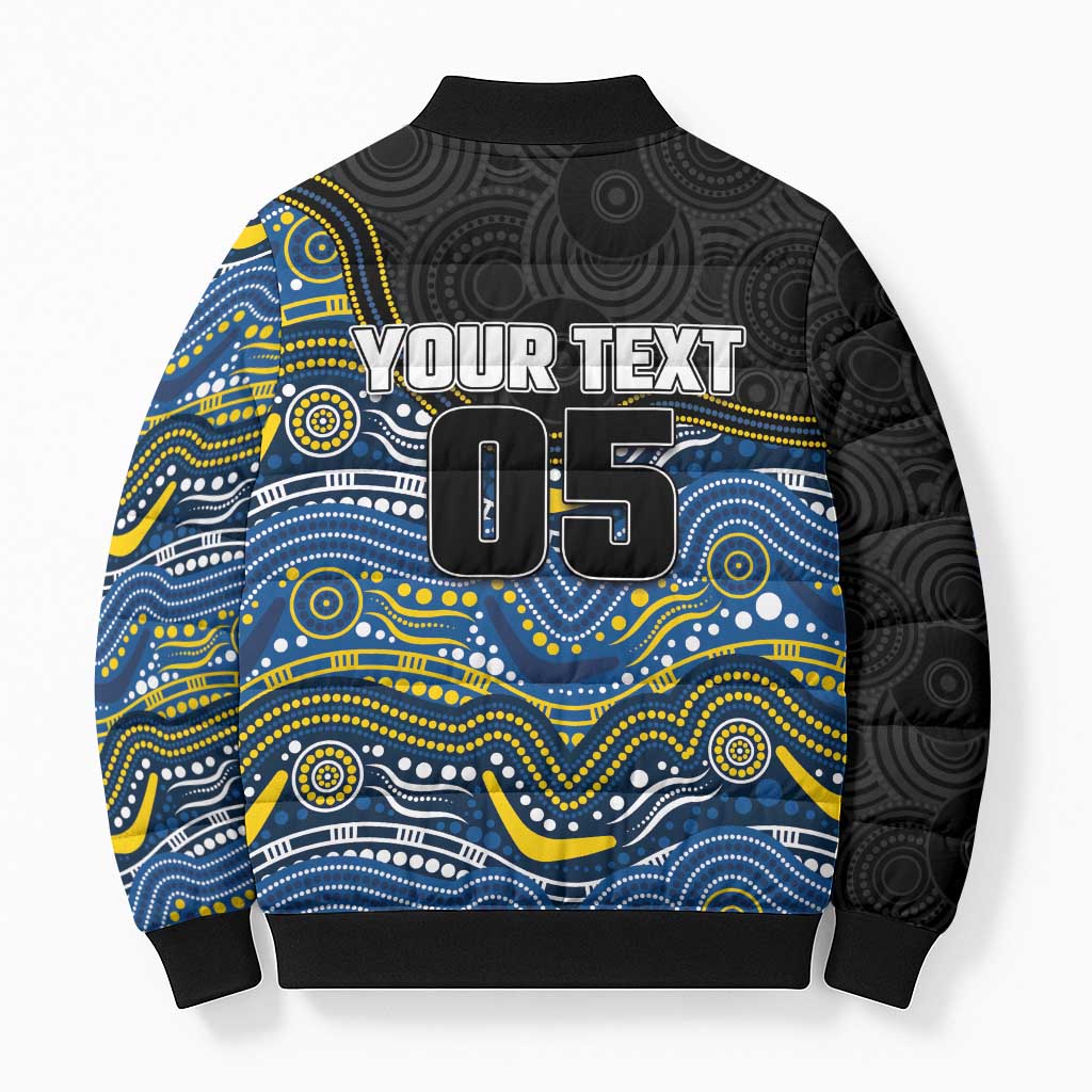 Custom Cowboys Bomber Puffer Jacket Cattle Dog Mascot With Aboriginal Indigenous