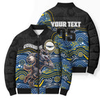Custom Cowboys Bomber Puffer Jacket Cattle Dog Mascot With Aboriginal Indigenous