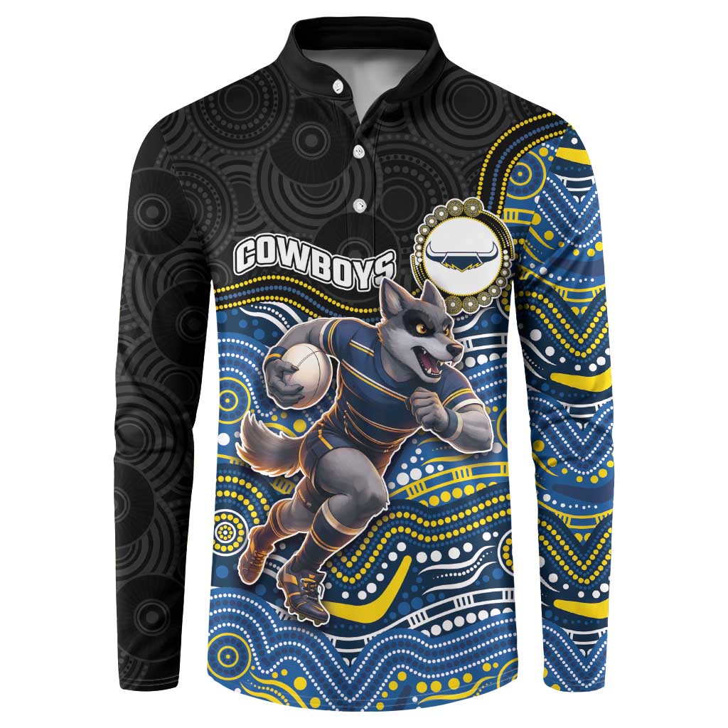 Custom Cowboys Button Sweatshirt Cattle Dog Mascot With Aboriginal Indigenous