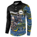 Custom Cowboys Button Sweatshirt Cattle Dog Mascot With Aboriginal Indigenous
