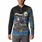 Custom Cowboys Button Sweatshirt Cattle Dog Mascot With Aboriginal Indigenous