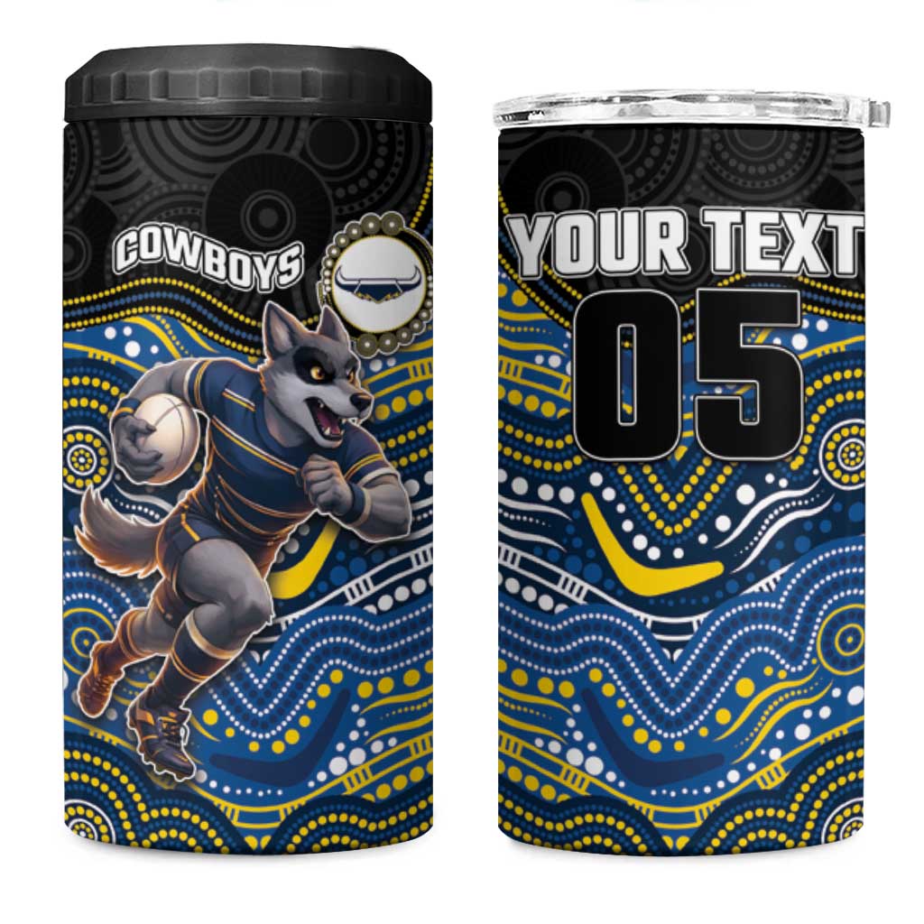 Custom Cowboys 4 in 1 Can Cooler Tumbler Cattle Dog Mascot With Aboriginal Indigenous