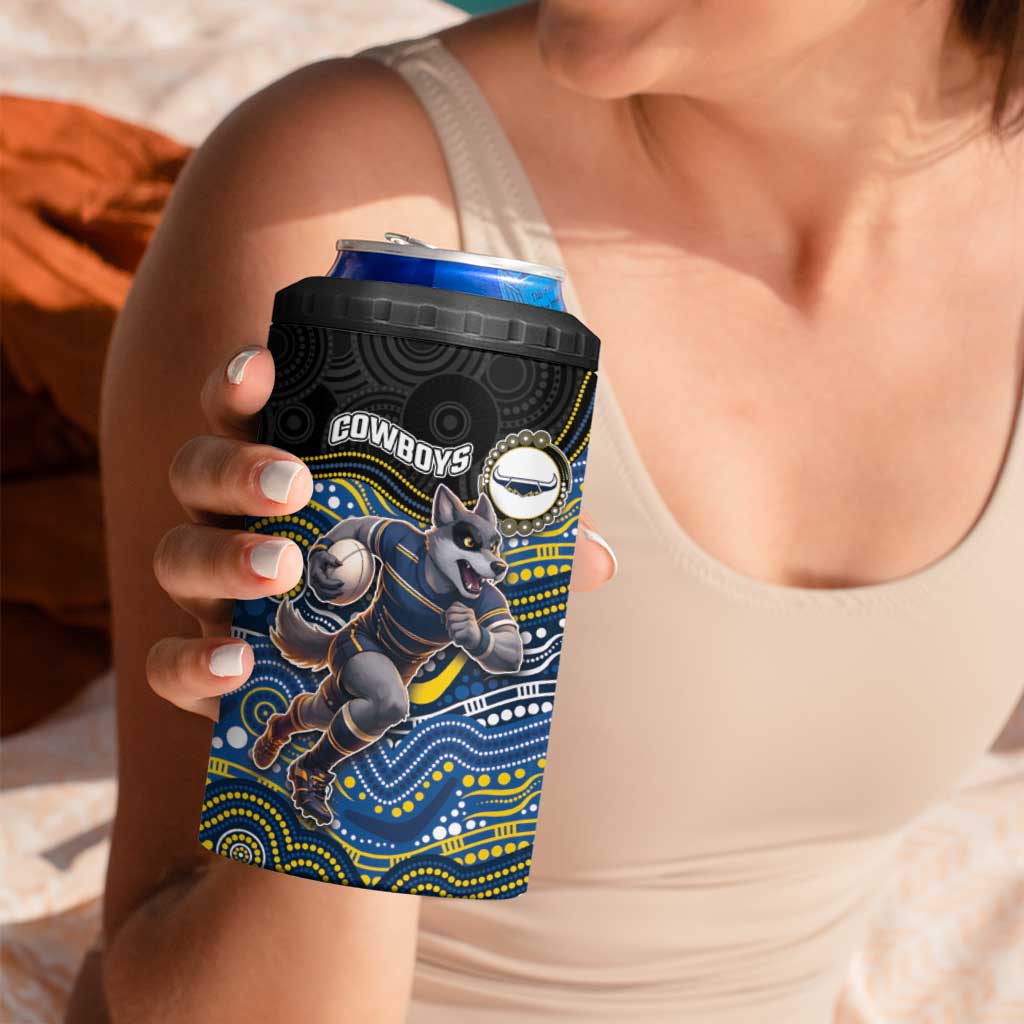 Custom Cowboys 4 in 1 Can Cooler Tumbler Cattle Dog Mascot With Aboriginal Indigenous