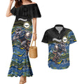 Custom Cowboys Couples Matching Mermaid Dress and Hawaiian Shirt Cattle Dog Mascot With Aboriginal Indigenous