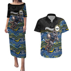 Custom Cowboys Couples Matching Puletasi and Hawaiian Shirt Cattle Dog Mascot With Aboriginal Indigenous