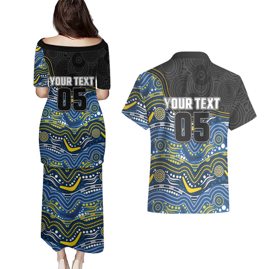 Custom Cowboys Couples Matching Puletasi and Hawaiian Shirt Cattle Dog Mascot With Aboriginal Indigenous