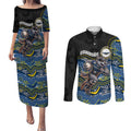 Custom Cowboys Couples Matching Puletasi and Long Sleeve Button Shirt Cattle Dog Mascot With Aboriginal Indigenous