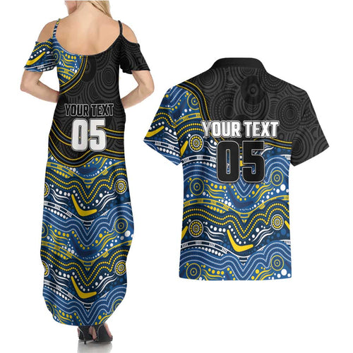 Custom Cowboys Couples Matching Summer Maxi Dress and Hawaiian Shirt Cattle Dog Mascot With Aboriginal Indigenous