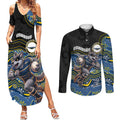 Custom Cowboys Couples Matching Summer Maxi Dress and Long Sleeve Button Shirt Cattle Dog Mascot With Aboriginal Indigenous