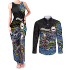 Custom Cowboys Couples Matching Tank Maxi Dress and Long Sleeve Button Shirt Cattle Dog Mascot With Aboriginal Indigenous