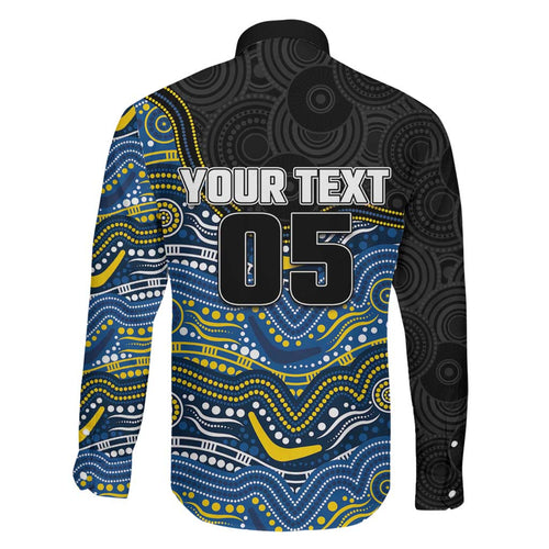 Custom Cowboys Family Matching Long Sleeve Bodycon Dress and Hawaiian Shirt Cattle Dog Mascot With Aboriginal Indigenous