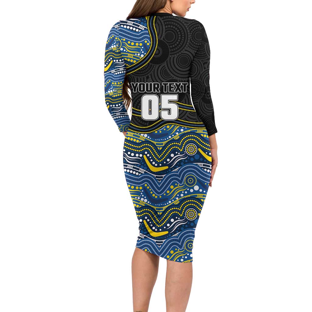 Custom Cowboys Family Matching Long Sleeve Bodycon Dress and Hawaiian Shirt Cattle Dog Mascot With Aboriginal Indigenous