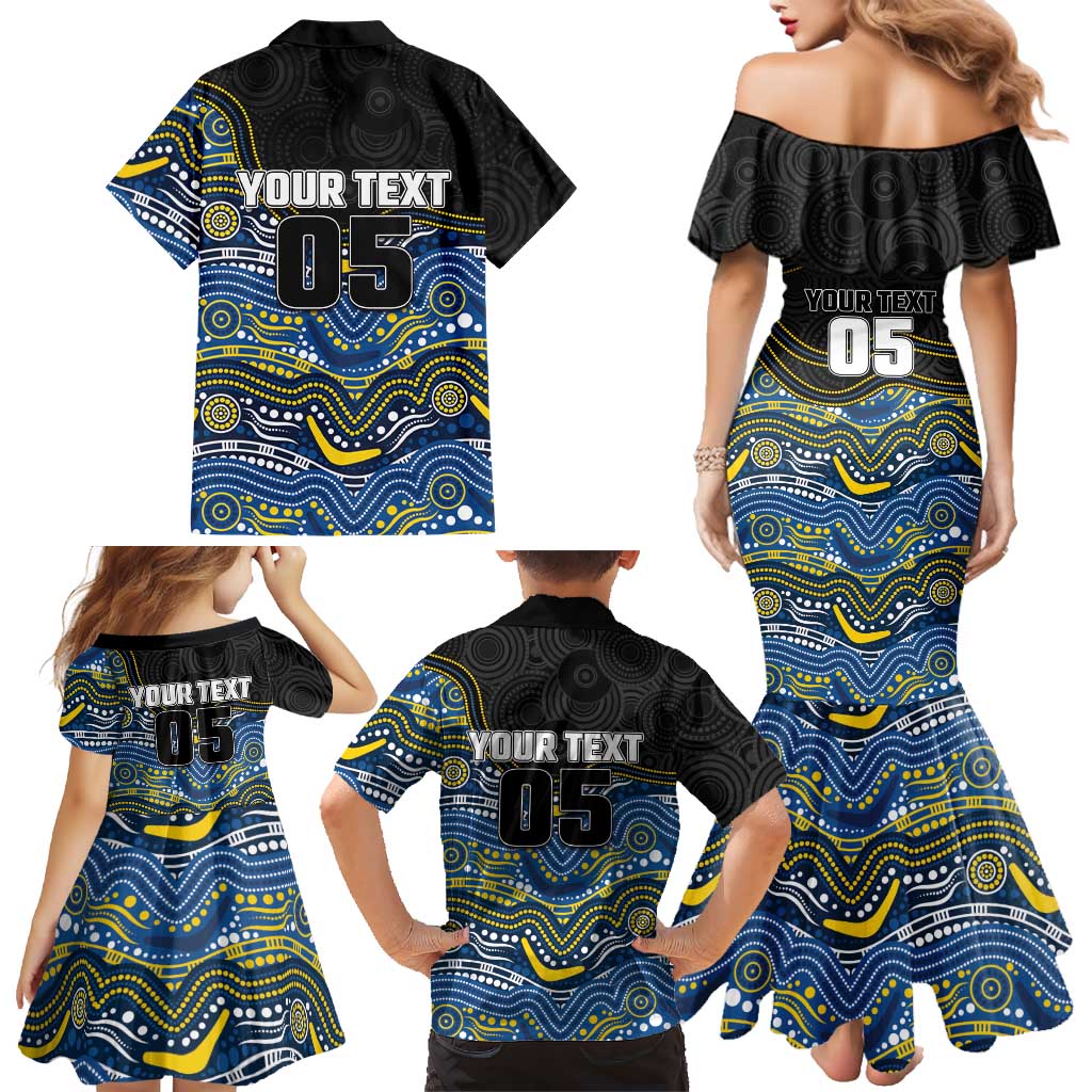 Custom Cowboys Family Matching Mermaid Dress and Hawaiian Shirt Cattle Dog Mascot With Aboriginal Indigenous