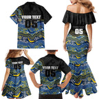 Custom Cowboys Family Matching Mermaid Dress and Hawaiian Shirt Cattle Dog Mascot With Aboriginal Indigenous