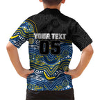 Custom Cowboys Family Matching Off The Shoulder Long Sleeve Dress and Hawaiian Shirt Cattle Dog Mascot With Aboriginal Indigenous
