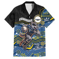 Custom Cowboys Family Matching Off The Shoulder Long Sleeve Dress and Hawaiian Shirt Cattle Dog Mascot With Aboriginal Indigenous