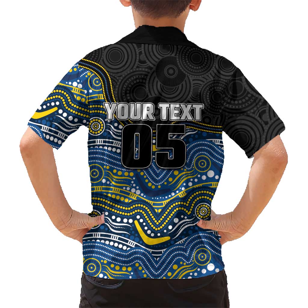 Custom Cowboys Family Matching Off Shoulder Short Dress and Hawaiian Shirt Cattle Dog Mascot With Aboriginal Indigenous