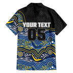 Custom Cowboys Family Matching Off Shoulder Short Dress and Hawaiian Shirt Cattle Dog Mascot With Aboriginal Indigenous