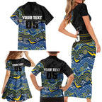 Custom Cowboys Family Matching Short Sleeve Bodycon Dress and Hawaiian Shirt Cattle Dog Mascot With Aboriginal Indigenous