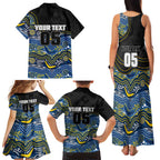 Custom Cowboys Family Matching Tank Maxi Dress and Hawaiian Shirt Cattle Dog Mascot With Aboriginal Indigenous