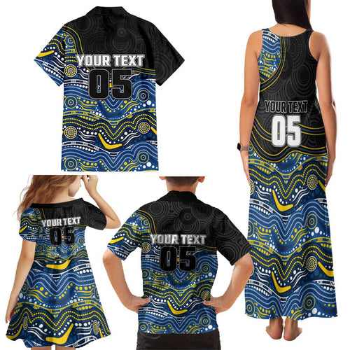 Custom Cowboys Family Matching Tank Maxi Dress and Hawaiian Shirt Cattle Dog Mascot With Aboriginal Indigenous