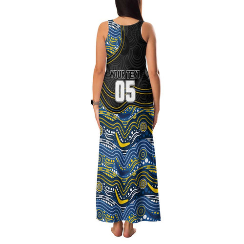 Custom Cowboys Family Matching Tank Maxi Dress and Hawaiian Shirt Cattle Dog Mascot With Aboriginal Indigenous