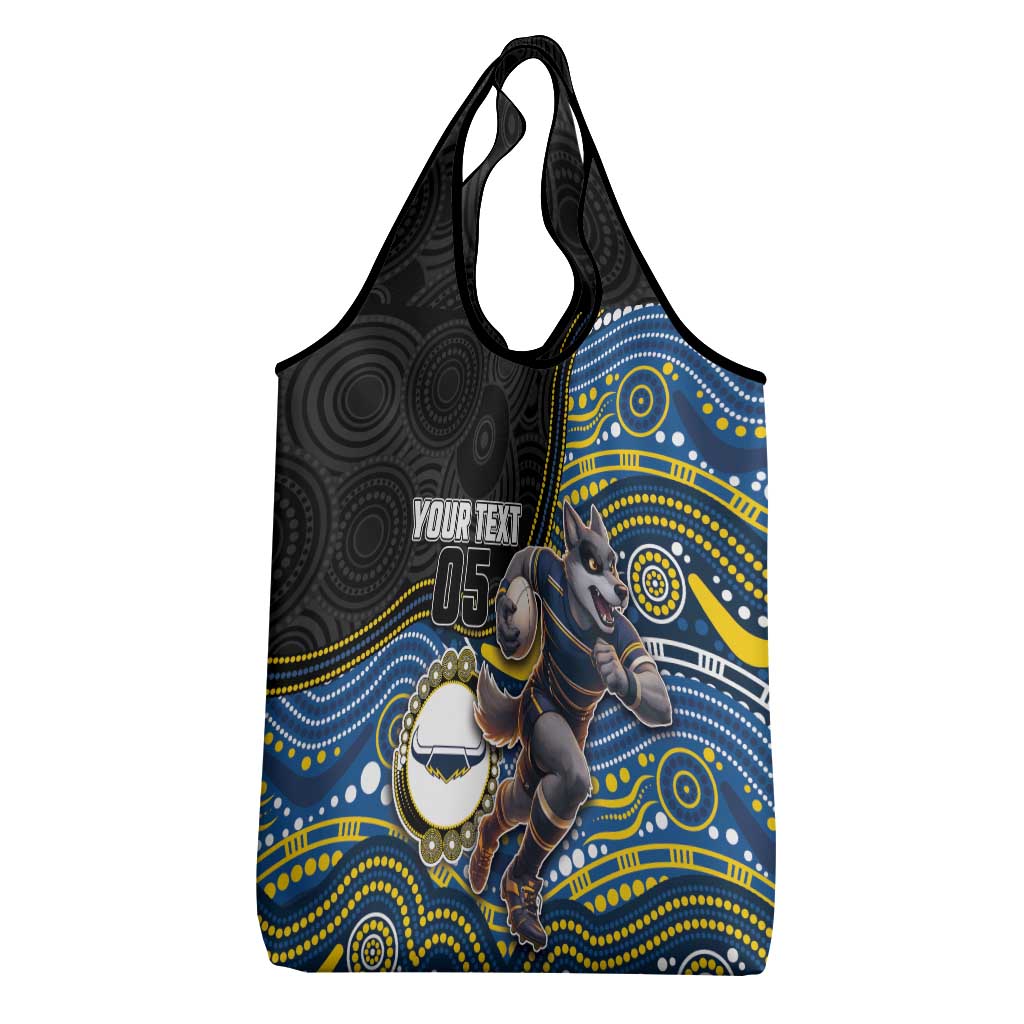 Custom Cowboys Grocery Bag Cattle Dog Mascot With Aboriginal Indigenous
